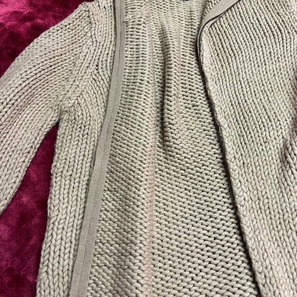 The Limited Handknit Zipper Front Cardigan, Brown, Size S - Picture 7 of 12